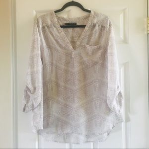 Maurice’s Chiffon Geo Print 3/4 Sleeve Top SZ 1